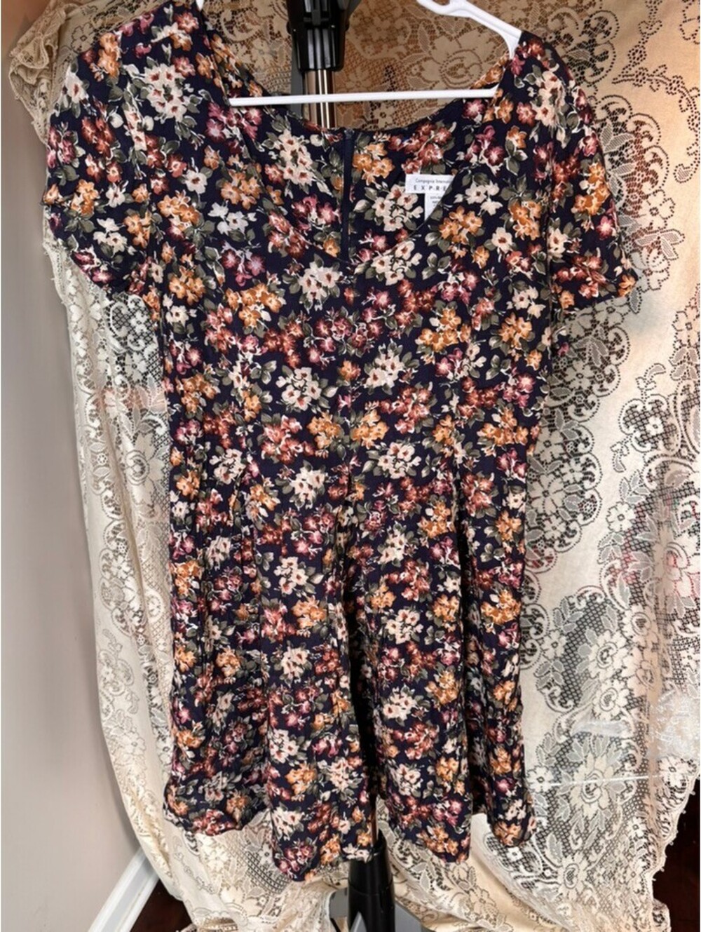 Vintage 90s Express Floral Romper Women's 7/8